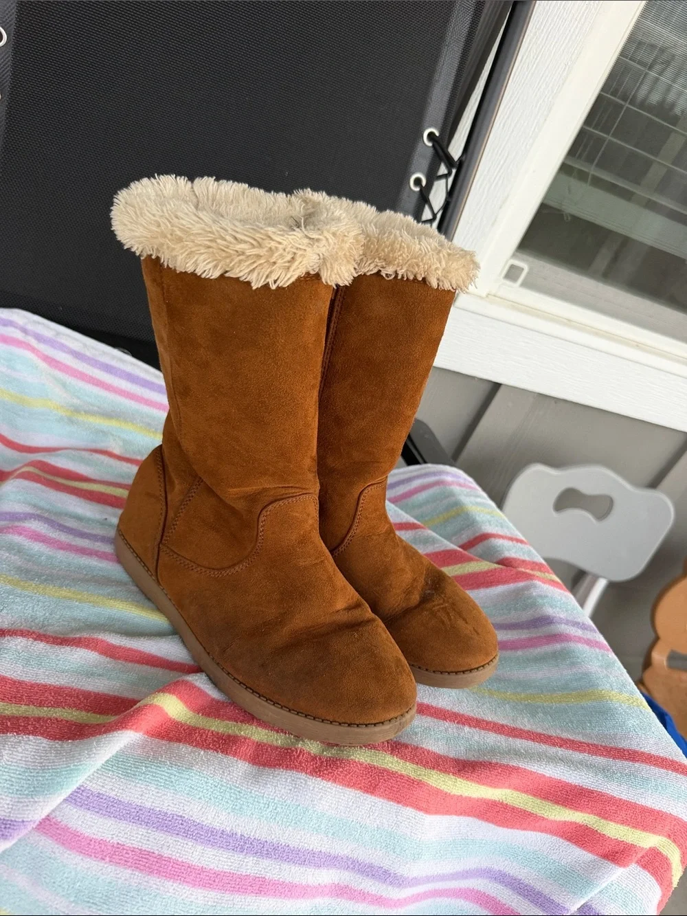 Cat & Jack Kids Faux-Fur Trim Suede Boots - Brown